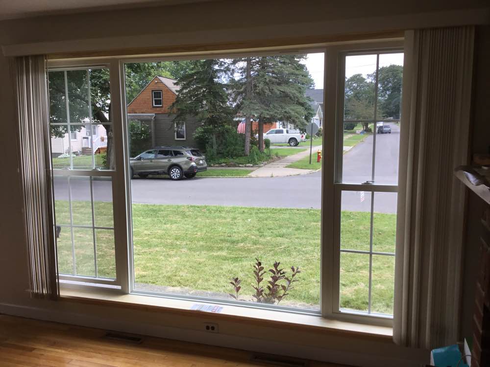 Inside view of mulled picture window