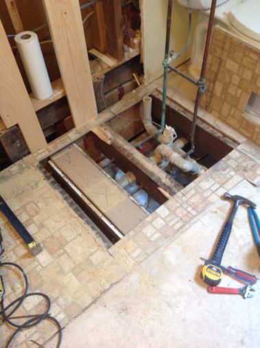 Bathroom pipe repairs