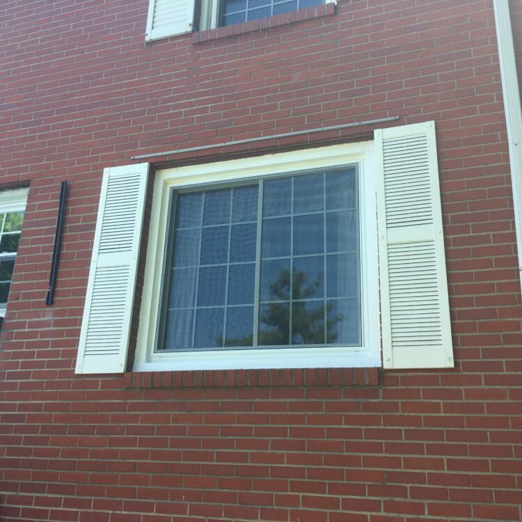 window grids and brick