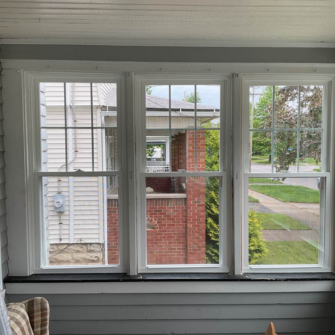 Interior view of New York Sash's double hung windows, installed in Utica, NY, to a happy customer.