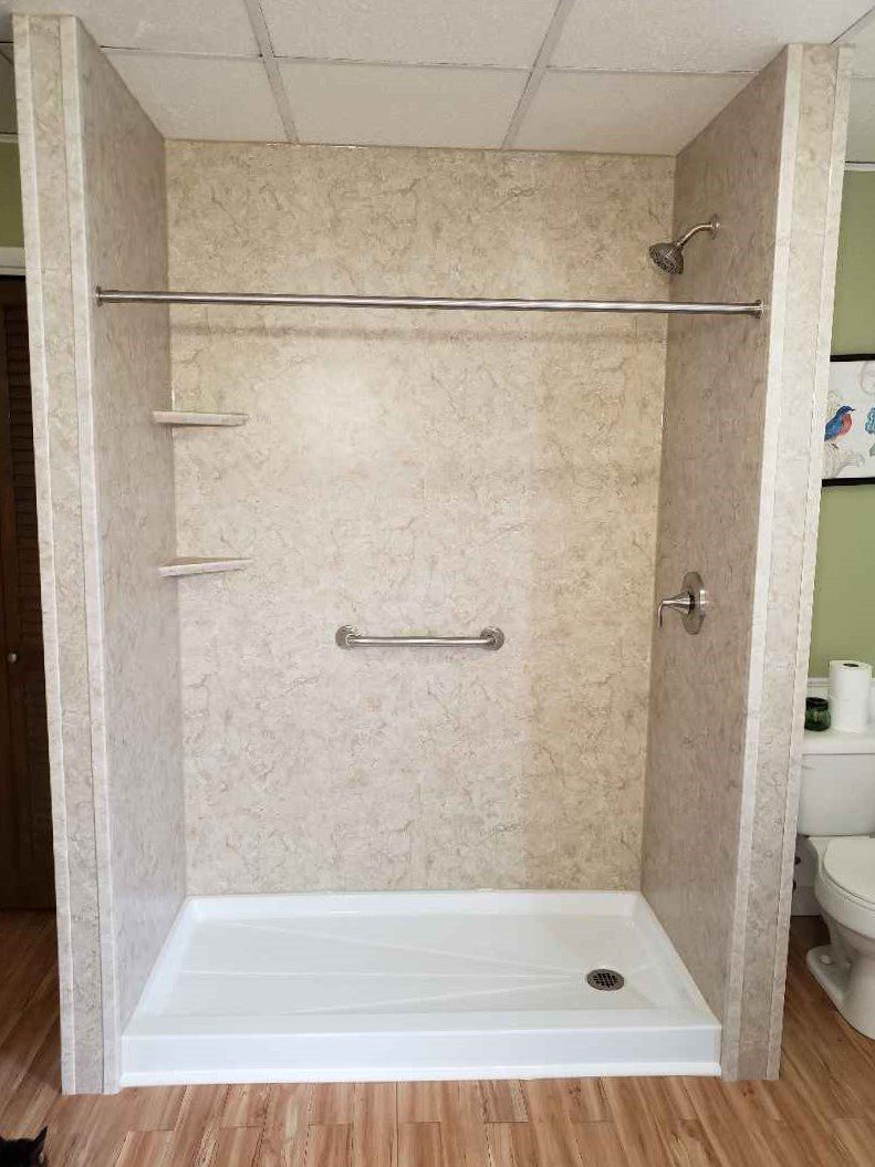New Walk-In Shower with Brushed Nickel Fixtures
