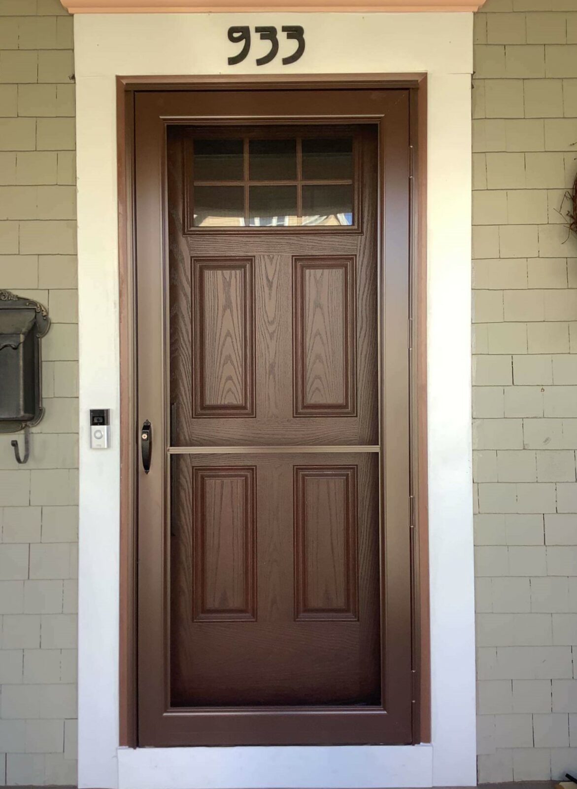 Storm Door In Tudor Brown With Black Hardware